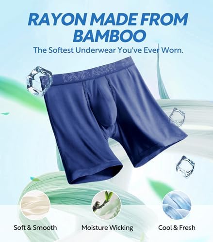 DAVID ARCHY Men's Underwear Bamboo Rayon Boxer Briefs with Fly Multipack - 1