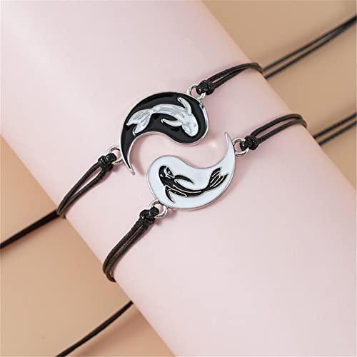 Yin Yang Bracelet Handmade Braided Lucky Koi Fish Tai Chi Bracelet for Women Men Couple Friendship Bracelets 2 Jewelry Gift4