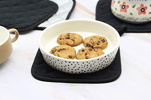 Cotton Pot Holders Cotton Made Machine Washable Heat Resistant Everyday Kitchen Basic Terry Pot Holder, Hot Pads, Trivet for Cooking and Baking Set of 4 (Black)