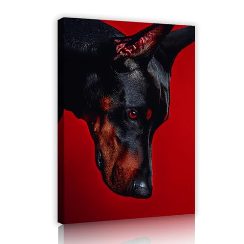 Peinture murale chien noir SHENGPOSTER toile rouge 40x56cm