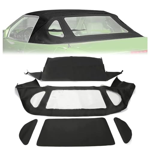 HECASA Convertible Soft Top Replacement Compatible with 1990-2002 Mercedes-Benz SL Series R129 Cabrio, Black Sailcloth Vinyl Soft Roof with Plastic Window