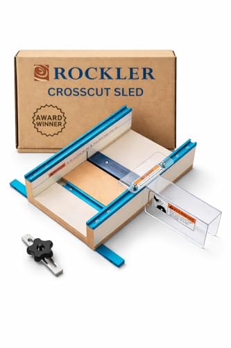 Rockler Table Saw Small Parts Crosscut Sled - Sled Kit Includes Blade Guard, Miter Track Stop – 900 Angle Small Moldings Crosscut Saw - Table Saw Sled Features Zero-Clearance Support
