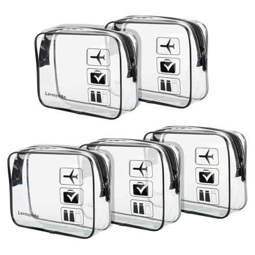 Image of Lermende TSA Approved Toiletry Bag,Clear Travel Toiletry Bag for Women Men, Airport Travel Accessories, Medicine Bag, Bathroom Cosmetic Bag. Quart Size Travel Organizer for Toiletries (5Black)