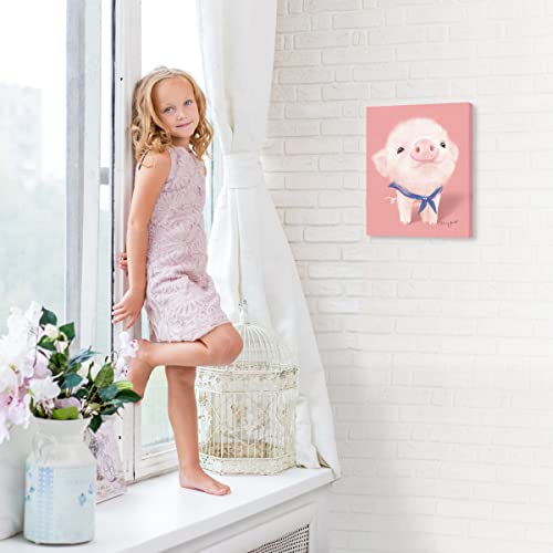 Woxfcart Pig Poster Canvas Wall Art Pink Piggy Picture For Girls Room Bathroom Decor 12X15 thumb #2