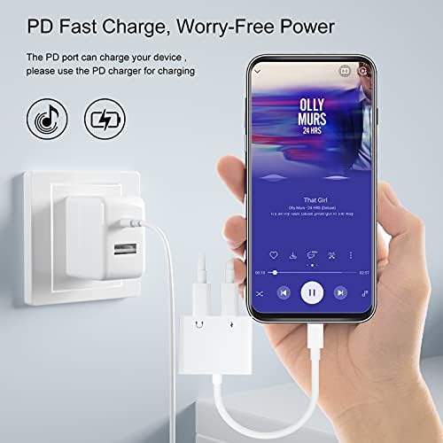 USB C Splitter,2 in 1 USB C to Dual USB C Audio Charge Adapter USB C Headphone Jack Adapter with DAC Chipset and PD Fast Charger for Google Pixel 2/3 XL, Huawei Mate 20 Pro,Pad Pro and More(White)
