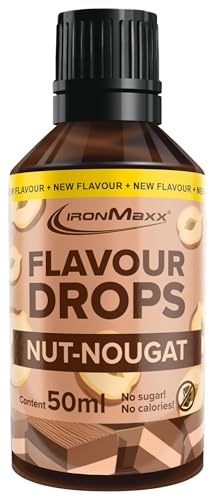 IronMaxx Flavour Drops - Nuss Nougat 50 ml | Zuckerfreie Aromatropfen mit Sucralose | Kalorienfrei & vielseitig einsetzbar | Ideal für Shakes & Desserts