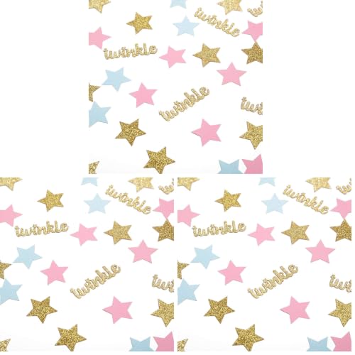 Image of Twinkle Star Glitter Paper Confetti for Baby Shower Gender Reveal Party Decorations Baby Birthday Party Supplies (Pack of 3)