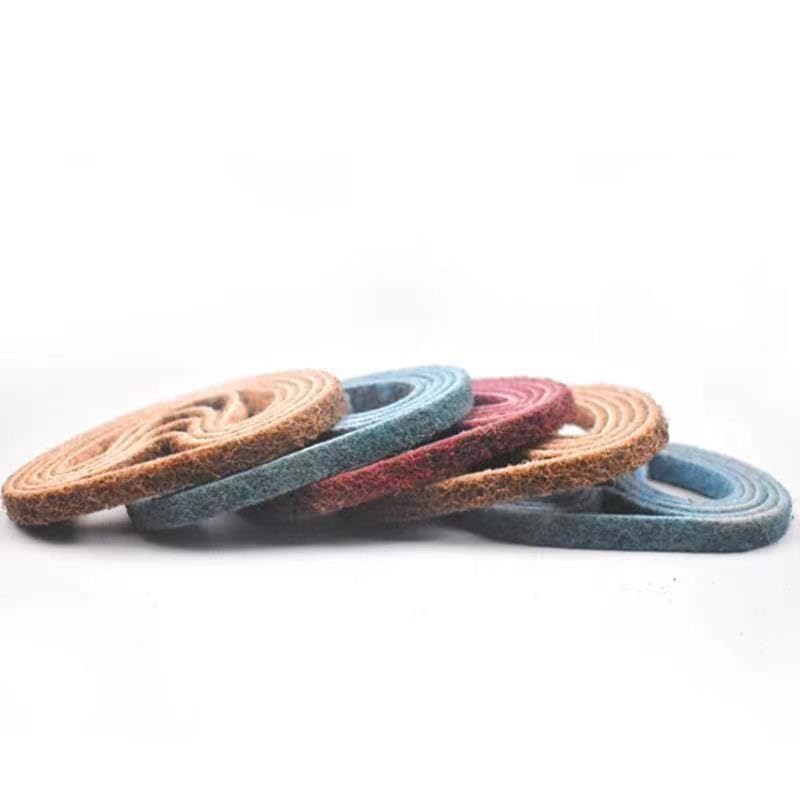 Lot de 10 bandes abrasives en nylon non tissé 330 x 10 mm pour ébavurage en acier inoxydable