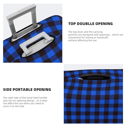 Buffalo Plaid Blue Black For Travel Luggage Cover Suitcase Protector Fits 18-32 Inch Travel Luggage Protector Elastic Luggage Anti-Scratch Suitcase Cover3