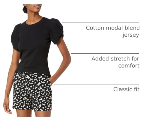 Amazon Essentials Women's Regular-Fit Twist Puff Sleeve Crewneck T-Shirt, Black, Medium - image 4