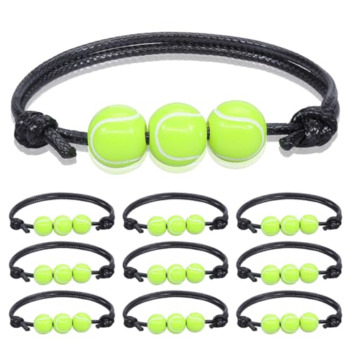 AFCJLTO 10 Pièces Enfant Bracelet de tennis Ado Garcon,Tresse réglable, Cadeaux d'anniversaire pour les équipes de tennis,Bracelet d'amitié multijoueurs
