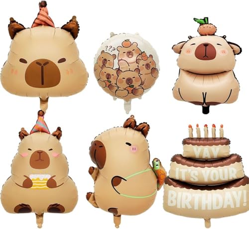 6 unidades balões Capybara, Capybara decoração para festas de aniversário, Capybara balão de látex balões, Capybara decoração festa de aniversário kit para crianças aniversário festa