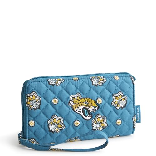 Vera Bradley Womens Cotton Nfl Front Zip Wristlet (Multiple Teams Available) Jacksonvillejaguarsonteal/Goldbandana One Size