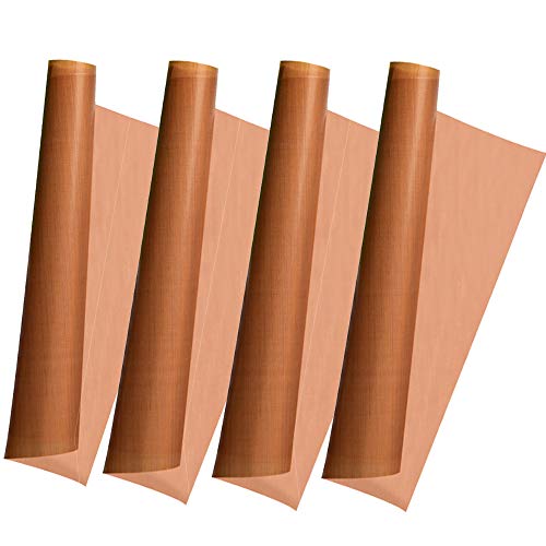 TAMUME Dauerbackfolie für Backofen 60 x 40 cm Wiederverwendbares Backblech, 4er Set Ölpapier Antihaft-Backpapier (braun *4) Cover
