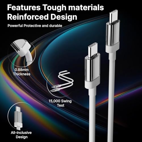 Image of 65W Usb Type C to Type C Charger Cable Compatible Fast Charging With Nothing Cmf,Nothing Phone 2 /2a /Phone 1,Laptop,iPhone 15 & 16 Series,Samsung S24 & S25 Series & Other Devices