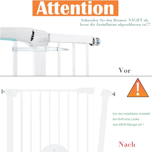 Aufun Treppenschutzgitter Türschutzgitter Kinder ohne Bohren, für 75-85 cm breit, Türgitter mit Druckbefestigung, selbstschließend, Metall Gitter, Hundesicherheitsgitter mit Katzenklappe (Weiß)
