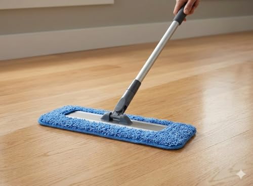 Image of Microfiber Dry Mop Refill 24 Inch with Check Duster Cloth Free - Reusable Heavy Duty Floor Dust Cleaning Pad (Blue)