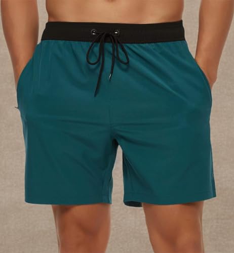 Image of Tyhengta Men's Swim Trunks Quick Dry Beach Shorts with Zipper Pockets and Mesh Lining