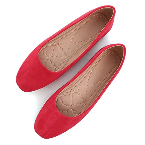 Image of ChaiRong Zhou Women Square Toe Ballets Flats Comfort Slip On Walking Shoes for Driving