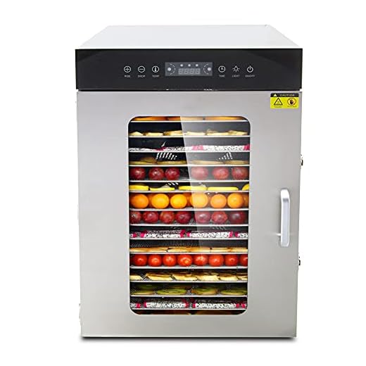 CMI Déshydrateur alimentaire commercial 16 couches avec contrôle tactile de la température et minuterie pour Jerky/viande/poisson/herbes/fruits/légumes (16 plateaux, noir + argent)