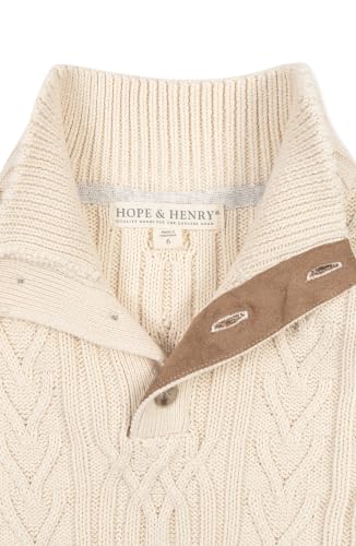 Image of Hope & Henry Boys' Mock Neck Cable Sweater with Button Placket