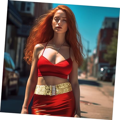 Sequin Wide Elastic Belt for Women Stylish Decorative Waist Belt for Parties Special Occasions Comfortable Stretchy Design4