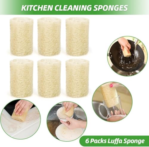 Esponja de lufa natural para platos y baño en pack ahorro 3