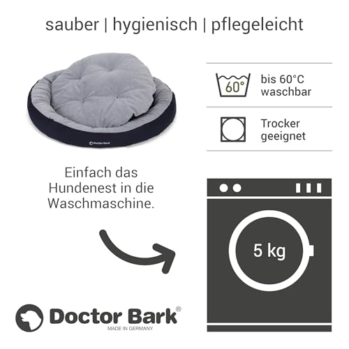 Doctor Bark Hundekorb Mittelgroße Hunde, Hundebett Weich, Rund, Flauschig - Kuscheliges Hundenest mit Wendekissen Fleece/Baumwolle - GreenLabel Hunde Bett (M - 60x50 cm, Königsblau)