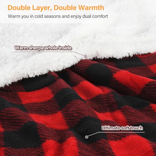 Image of Catalonia Sherpa Wearable Blanket with Sleeves and Pocket for Adults