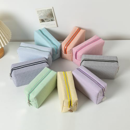 Makeup Bag Cosmetic Bag Travel Toiletry Bag Aesthetic Canvas Organizer Bag Zipper Pouch for Women (M-red)3