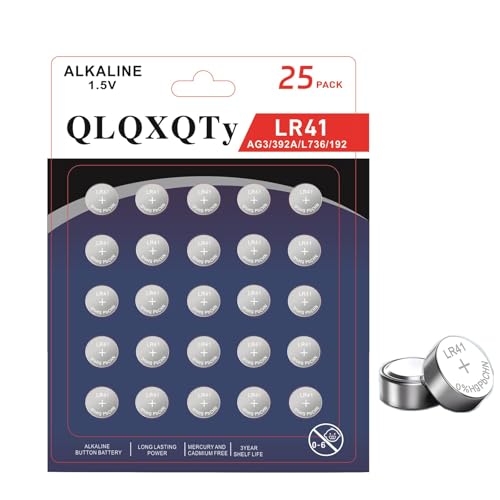 Pack 25 pilas LR41 botón alcalinas 1.5V miniatura 1