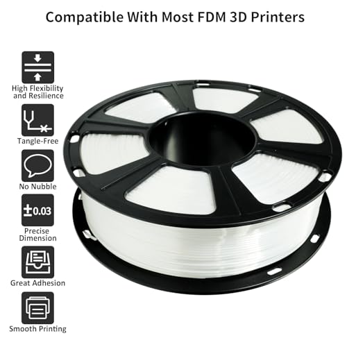 Image of GIANTARM 3D Printer Filament, Silk White Pla Filament, 1Kg(2.2lbs) Spool, 1.75mm Dimension Accuracy + /- 0.03mm, 3D Printing Filament