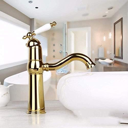 Kitchen Taps Faucet Bathroom Basin Single Lever Golden Sink Deck Mount Hole Ceramic Mixer Tap