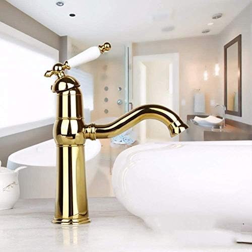 Robinet de lavabo doré en céramique pour une salle de bain chic