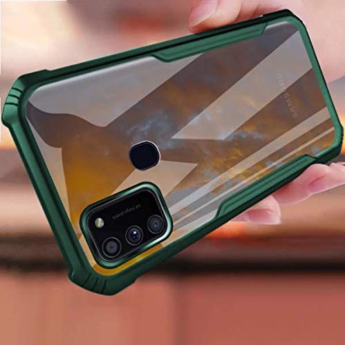 Image of MOBITUSSION Polycarbonate Shockproof Transparent Slim Back Cover For Samsung M30S /Samsung M21 (Green)