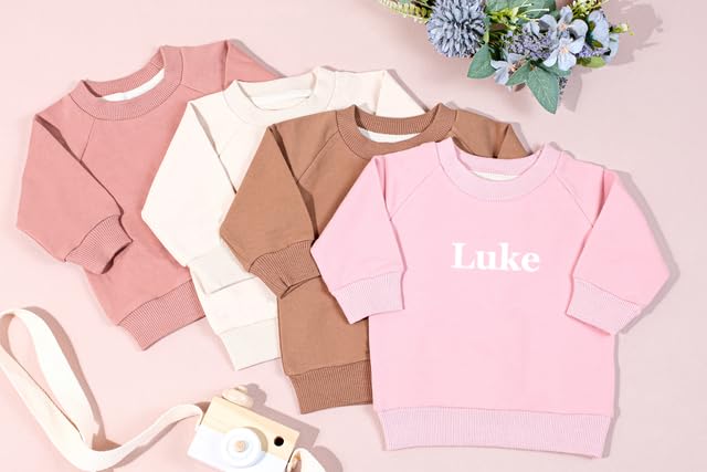 Custom Embroidered Baby Knit Sweatshirt with Name – Warm Pullover Crewneck Sweatshirt for Infants and Toddlers4