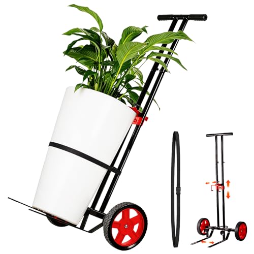 Plant Caddy with Wheels 175 Lbs Plant Dolly Cart Adjustable Grabbing Arm