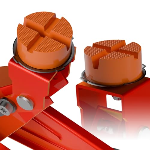 Image of Mapleza Round Floor Jack Rubber Pad | 2PCS anti-slip X-groove jack pads, guard car pinch weld frames, universal for car & trailer jacks, 3.9x3.9x1.8in