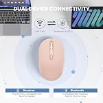 TECKNET Bluetooth Wireless Mouse, Bluetooth 5.2/3.0 & 2.4G USB Receiver, Computer Mouse for Laptop, Silent Click, Ergonomic Symmetrical Design, 18-Month Battery, Adjustable DPI, Portable & Compatible