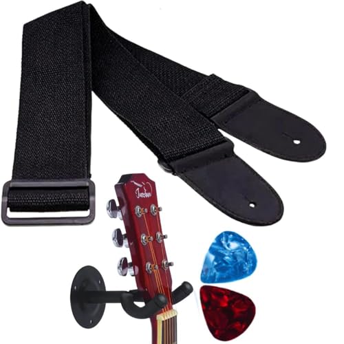 Image of MOCKING BIRD Guitar Belt with guitar wall mount hanger Adjustable Buckle Guitar strap for acoustic Guitar Electric Guitar bass Guitar Hanger with Colourful Plectrum picks