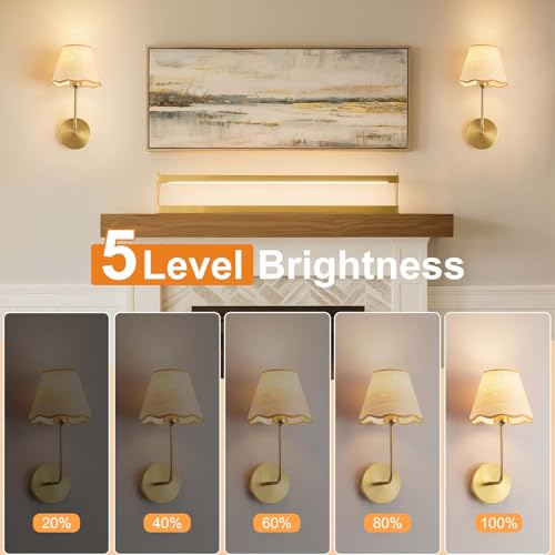 Image of ADISUN Battery Operated Wall Sconce Set of 2, Gold Wall Lamps for Living Room, Rechargeable Bulbs, RGB. Rattan Shade Wireless Wall Lights for Bedroom Living Room Hallway Kitchen(Bulbs Included)