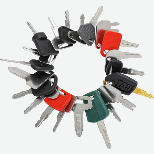 21-Piece Heavy Equipment Key Set: Universal Master Keys Compatible with CAT, John Deere, Komatsu, Kubota, JCB, Bobcat & 10+ Brands – Durable Ignition Keys Compatible with Construction Operators​