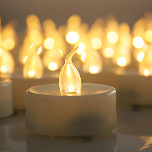 Image of CANDLE CHOICE Battery Operated Flameless Tea Lights Realistic Flickering Electric LED Tealight Candles Set Wedding Party Halloween Christmas Decorations Table Centerpieces Batteries Included 12 Pack