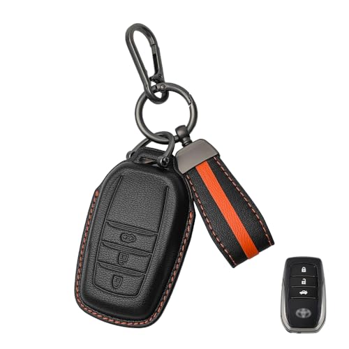 Image of keyzone Royal Leather Key Cover for Toyota Fortuner, Legender, Innova HyCross, Land Cruiser, 3-Button Smart Key