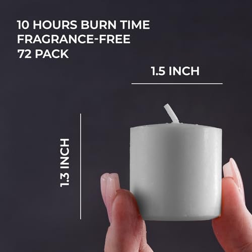 Image of CANDWAX White Votive Candles Pack of 72 - Unscented Smokeless Long Lasting Small Candle Set - Ideal for Home Decor, Spa, Special Occasions, Dinners and Parties - Votive White Candles Bulk