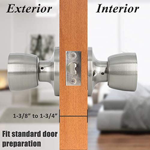 Probrico Tulip Style Brushed Nickel Passage Door Knob,Keyless Stainless Steel Non-Locking Handle For Hallway And Closet,Interior Hardware For Left And Right Handed Doors(1 Pack) #TOP1