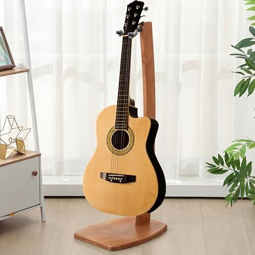 Wenqik Wood Electric Guitar Stand Solid Wooden Acoustic Handmade Guitar Holder Floor for Home Living Room Decoration