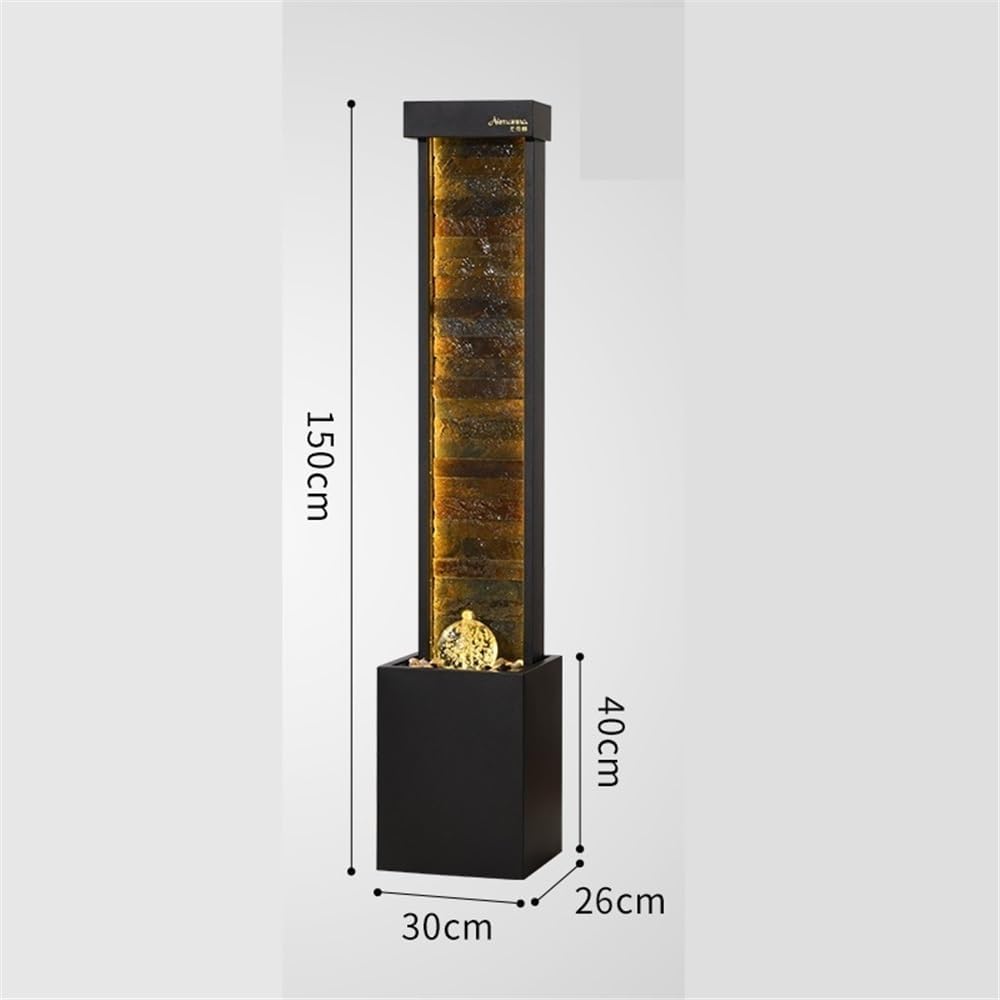 Modern Modern Luxury Flowing Ornaments Attract Wealth, Living Room, Office Decoration, Floor to Ceiling Water Curtain Wall, Circulating Fountain Floor-Standing Fountains