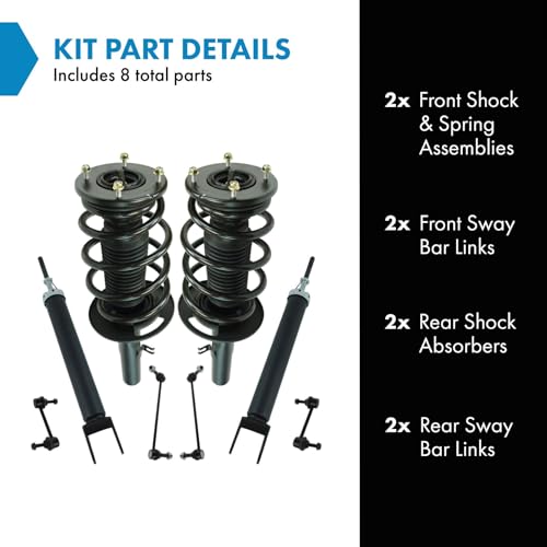 Image of TRQ Front and Rear Suspension Kit Complete Strut & Coil Spring Assembly Shock Absorber Sway Bar Stabilizer Link Compatible with 2010-2012 Ford Taurus