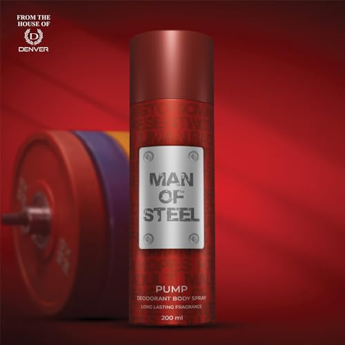 Image of Denver MAN OF STEEL Pump Deodorant Body Spray - 200ML Each, Pack of 2 | Deodorant For Men